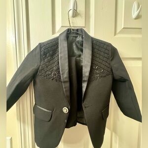 Black Embroidered Blazer and pant for kids